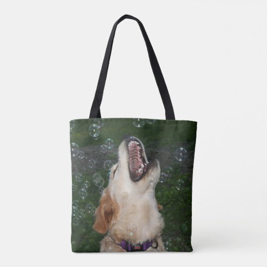 Golden Retriever Puppy in Bubbles Tote Bag (Achterkant)