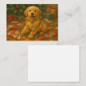 Golden Retriever Puppy in Christmas Lights Card Notitiekaartje (Voorkant / Achterkant)