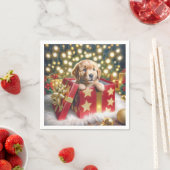 Golden Retriever Puppy in de kerstbox Servet (Insitu)