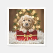 Golden Retriever Puppy in de kerstbox Servet (Voorkant)