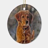 Golden Retriever Puppy in de sneeuw Keramisch Ornament (Links)