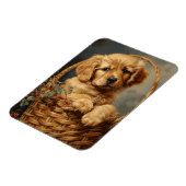 Golden Retriever Puppy in een flexibele mand Magneet (Linkerzijde)