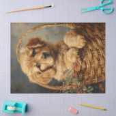 Golden Retriever Puppy in een mand Decoupage Tissuepapier (Craft)
