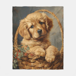 Golden Retriever Puppy in een mand Fleece Deken