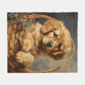 Golden Retriever Puppy in een mand Fleece Deken (Voorkant (Horizontaal))
