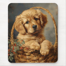 Golden Retriever Puppy in een mand