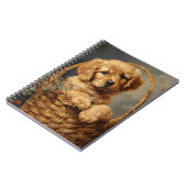Golden Retriever Puppy in een mand Notitieboek (Linkerzijde)