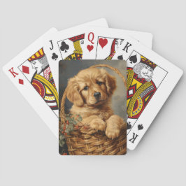 Golden Retriever Puppy in een mand Pokerkaarten