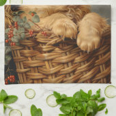 Golden Retriever Puppy in een mand Theedoek (Gevouwen)