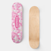 Golden Retriever Puppy in Pink Garden Persoonlijk Skateboard (Voorkant)