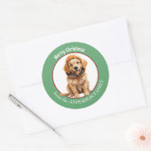 Golden Retriever Puppy in Winter Pet Kerst Ronde Sticker (Envelop)