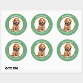 Golden Retriever Puppy in Winter Pet Kerst Ronde Sticker (Vel)