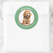 Golden Retriever Puppy in Winter Pet Kerst Ronde Sticker (Tas)