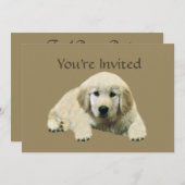 Golden Retriever Puppy Invitation Kaart (Voorkant / Achterkant)