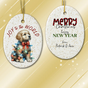 Golden Retriever Puppy Joy naar de Wereld Vakantie Keramisch Ornament