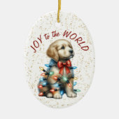 Golden Retriever Puppy Joy naar de Wereld Vakantie Keramisch Ornament (Voorkant)