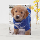 Golden Retriever Puppy Kaart (Gele Bloem)