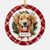 Golden Retriever Puppy Keramische Cirkel Ornament (Voorkant)