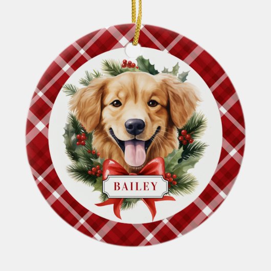 Golden Retriever Puppy Keramische Cirkel Ornament (Voorkant)