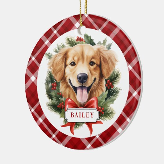 Golden Retriever Puppy Keramische Cirkel Ornament (Links)