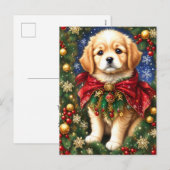Golden Retriever Puppy Kerstboom Sneeuwvlokken Feestdagenkaart (Voorkant / Achterkant)