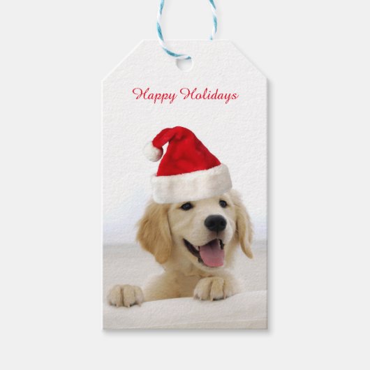 Golden Retriever Puppy Kerstcadeau Label Cadeaulabel (Voorkant)
