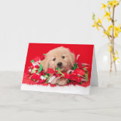 Golden Retriever Puppy kerstkaart Kaart (Gele Bloem)