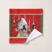 Golden Retriever Puppy Kerstmis Bad Handdoek (Wasdoekje)