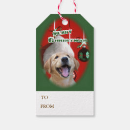 Golden Retriever Puppy Kerstmis Cadeaulabel