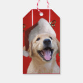 Golden Retriever Puppy Kerstmis Cadeaulabel (Achterkant)