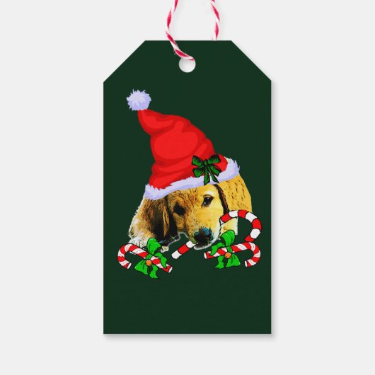 Golden Retriever Puppy Kerstmis Cadeaulabel (Achterkant)