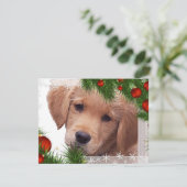 Golden Retriever Puppy Kerstmis Feestdagenkaart (Staand voorkant)