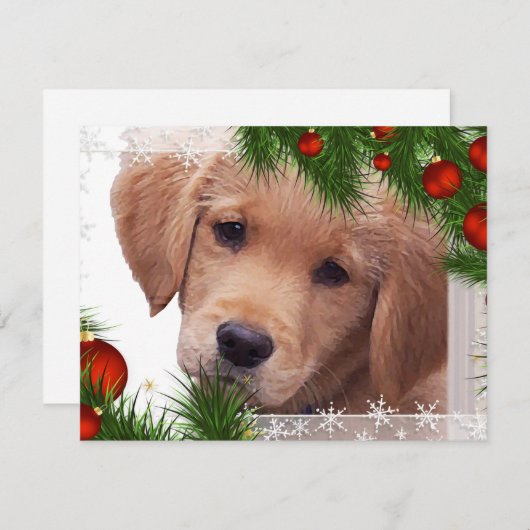 Golden Retriever Puppy Kerstmis Feestdagenkaart (Voorkant / Achterkant)