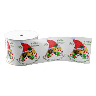 Golden Retriever Puppy Kerstmis Grosgrain Lint