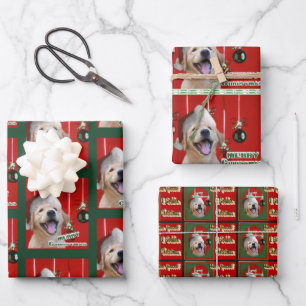 Golden Retriever Puppy Kerstmis Inpakpapier Vel