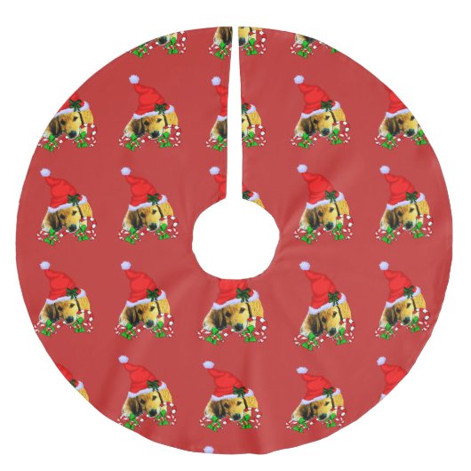 Golden Retriever Puppy Kerstmis Kerstboom Rok (Voorkant)