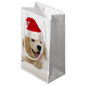 Golden Retriever Puppy Kerstmis Klein Cadeauzakje (Voorkant Gekanteld)
