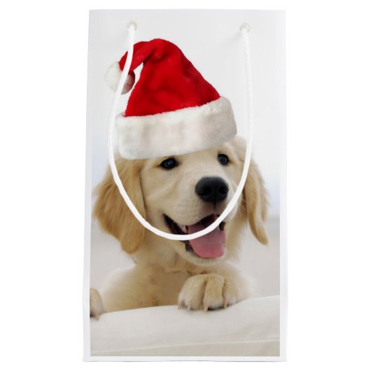 Golden Retriever Puppy Kerstmis Klein Cadeauzakje (Voorkant)