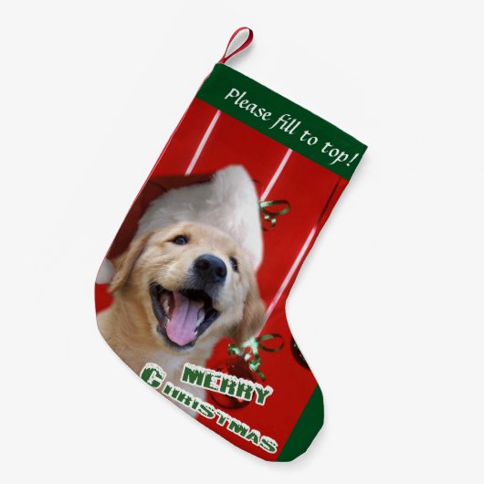 Golden Retriever Puppy Kerstmis Kleine Kerstsok (Voorkant (Hangend))