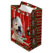 Golden Retriever Puppy Kerstmis Medium Cadeauzakje (Voorkant Gekanteld)