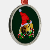 Golden Retriever Puppy Kerstmis Metalen Ornament (Rechts)