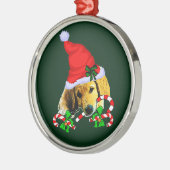 Golden Retriever Puppy Kerstmis Metalen Ornament (Links)