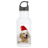 Golden Retriever Puppy Kerstmis Waterfles (Voorkant)