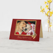 Golden Retriever puppy love Kaart (Gele Bloem)