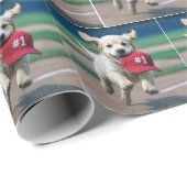 Golden Retriever Puppy met #1 Red Baseball Pet Cadeaupapier (Rol Hoek)