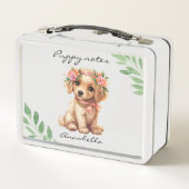 Golden Retriever Puppy met bloemen Aangepaste naam (Achterkant)