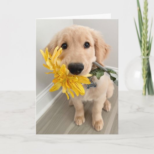 Golden Retriever puppy met blote Moederdag Kaart (Voorkant)