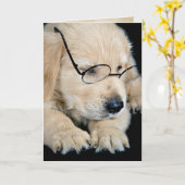 Golden Retriever puppy met bril Kaart (Gele Bloem)