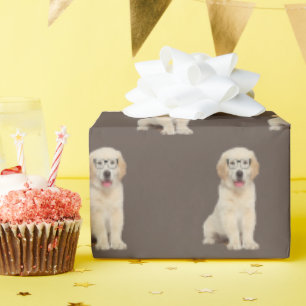 Golden Retriever puppy met brillenglas Cadeaupapier