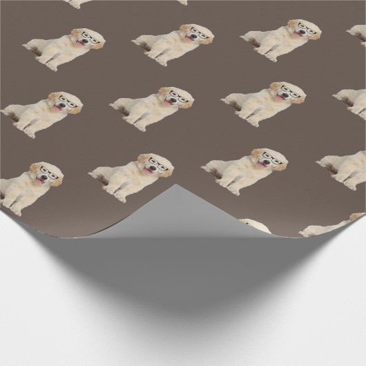 Golden Retriever puppy met brillenglas Cadeaupapier (Hoek)